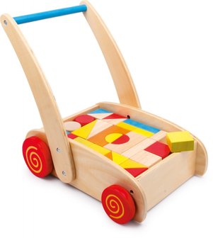Houten Loopwagen Speelgoedblokken