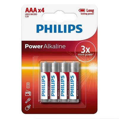 Philips AAA Alkaline Batterijen 4 Stuks