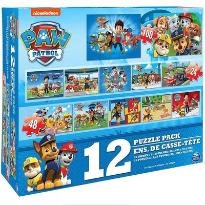 Paw Patrol 12in1 Puzzelset 25/48/100 Stukjes