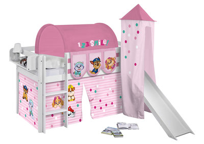 Halfhoogslaper Paw Patrol Roze met tent, toren en glijbaan