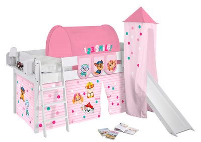 Halfhoogslaper IDA Paw Patrol Roze met tent, toren en glijbaan