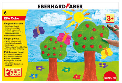 Eberhard Faber EF-578806 Vingerverf 100ml Geel, Rood, Blauw, Groen, Wit, Zwart