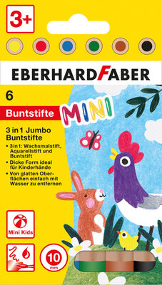 Eberhard Faber EF-518905 Kleurpotlood 3in1 6 Stuks Extra Dikke Kern 10mm