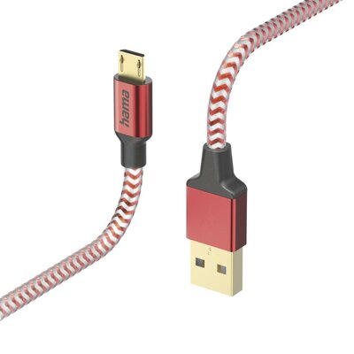 Hama Oplaadkabel Reflective USB-A - Micro-USB 1,5 M Nylon Rood