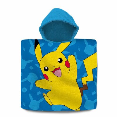 Pokemon Badponcho 60x120 cm Blauw/Geel