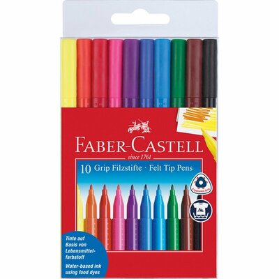 Faber Castell FC-155310 10 Viltstiften GRIP Doos met 10 Etuis