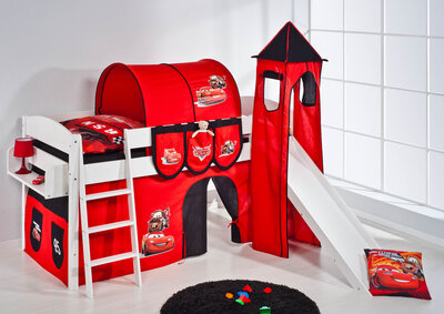 Halfhoogslaper IDA Cars met tent, toren en glijbaan