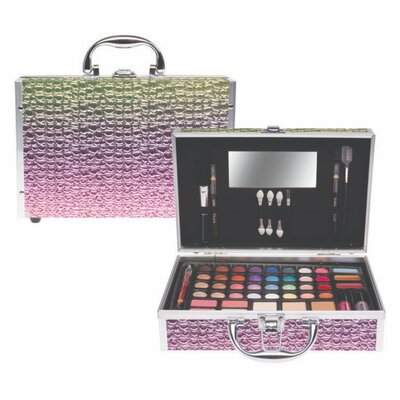 Casuelle Make-Up Koffer Regenboog Bubbels Holografisch