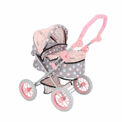 Poppenwagen 65x35.5x75 cm Grijs/Roze