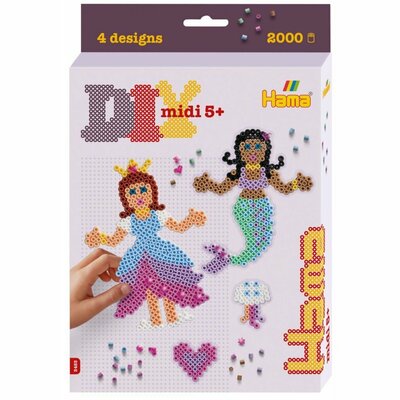 Hama Strijkkralen Midi 3D Prinsessen en Zeemeerminnen 2000 Stuks