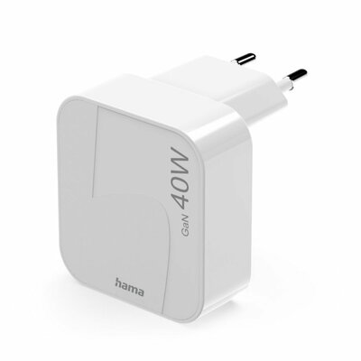 Hama Snellader GaN 2x USB-C PD 40W Wit