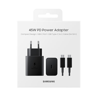 Samsung Power Adapter USB C 45W 180 cm Zwart