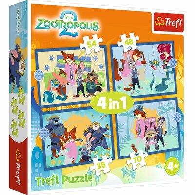 Trefl Disney Zootropolis 4in1 Puzzel 35-70 Stukjes