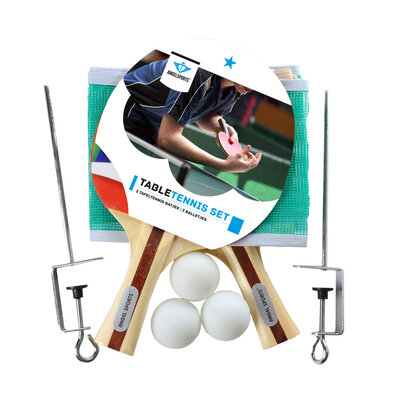 Angel Sports Tafeltennis Set met Netpost/3 Ballen/2 Bats