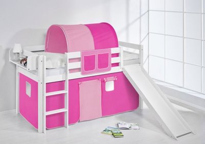 Halfhoogslaper Roze met tent en glijbaan