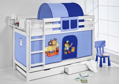 Stapelbed Piraat Blauw met tent en lattenbodem