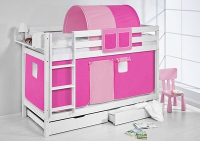 Stapelbed Roze met tent en lattenbodem