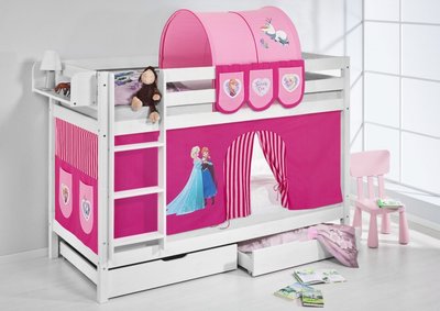 Stapelbed Frozen Roze met tent en lattenbodems