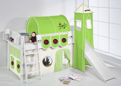 Halfhoogslaper IDA Dragons Groen met tent, toren en glijbaan