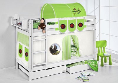 Stapelbed Dragons Groen met tent en lattenbodems