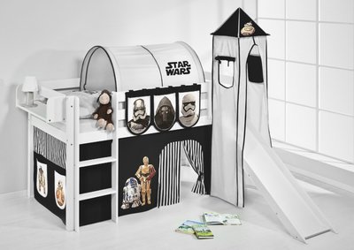 Halfhoogslaper Star Wars Zwart met tent, toren en glijbaan