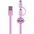 Kangaro K-58191006 Dresz 2in1 Micro-USB Laadkabel + Pin Lippen Roze