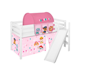 Halfhoogslaper Paw Patrol Roze met tent en schuine glijbaan