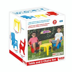 Dolu Tafel met 2 Stoelen Blauw/Rood/Geel