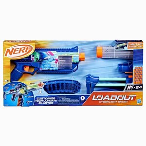 Nerf Loadout Cyberlight Ghost Blaster + 24 Darts + Licht