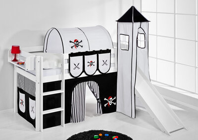 Halfhoogslaper Piraat met tent, toren en glijbaan