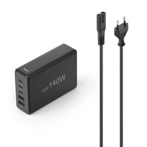Hama USB Laadstation 5 Poorten GaN Snellader 3x USB-C 2x USB-A PD 140W Zwart