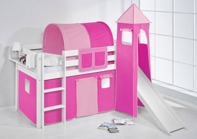 Halfhoogslaper Roze met tent, toren en glijbaan