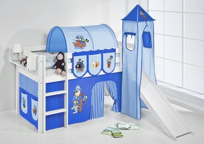 Halfhoogslaper Piraat Blue met tent, toren en glijbaan