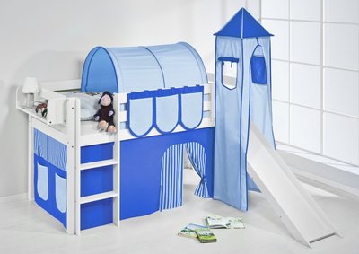 Halfhoogslaper Blue met tent, toren en glijbaan