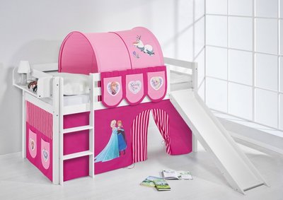 Halfhoogslaper Frozen Roze met tent en glijbaan