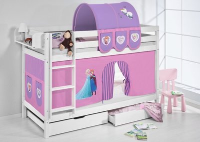 Stapelbed Frozen met tent en lattenbodems