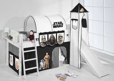 Halfhoogslaper IDA Star Wars Zwart met tent, toren en glijbaan