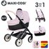 Smoby 3in1 Poppenwagen Zachtroze/Zwart_