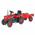 Dolu Traptractor met Aanhanger & Claxon Rood/Zwart_