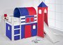 Halfhoogslaper Blauw rood met tent, toren en glijbaan_