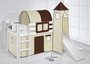 Halfhoogslaper Bruin beige met tent, toren en glijbaan_