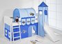 Halfhoogslaper IDA Tractor Blauw met tent, toren en glijbaan_